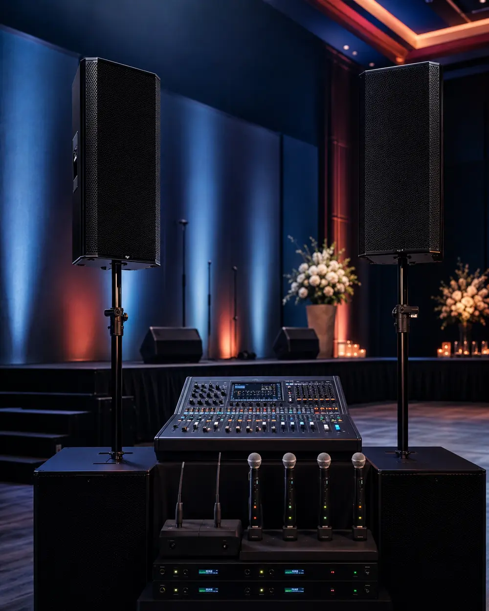 Corporate conference sound setup